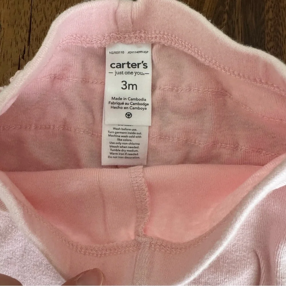 Carter's White and Pink Baby Girl Bodysuit and Matching Pant Set Size 3M